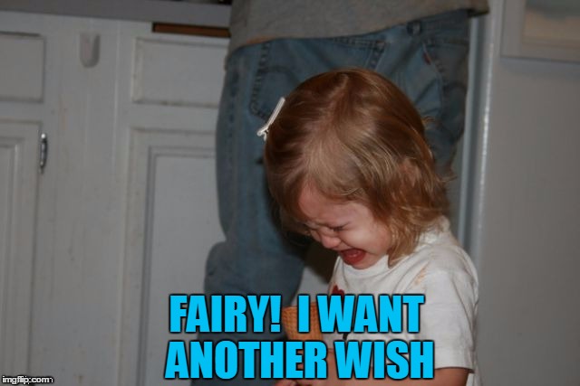 FAIRY!  I WANT ANOTHER WISH | image tagged in cry | made w/ Imgflip meme maker