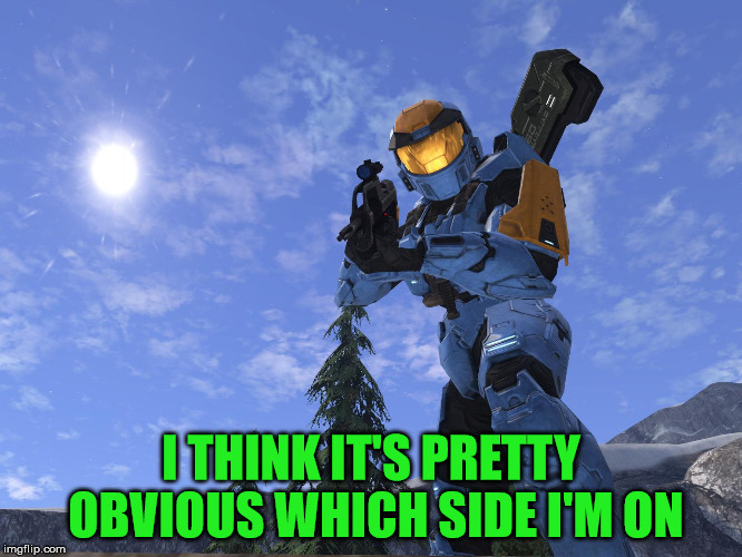 Demonic Penguin Halo 3 | I THINK IT'S PRETTY OBVIOUS WHICH SIDE I'M ON | image tagged in demonic penguin halo 3 | made w/ Imgflip meme maker