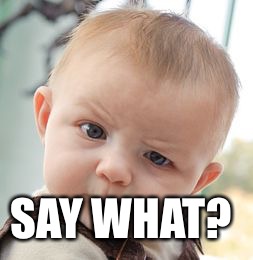 Skeptical Baby Meme | SAY WHAT? | image tagged in memes,skeptical baby | made w/ Imgflip meme maker