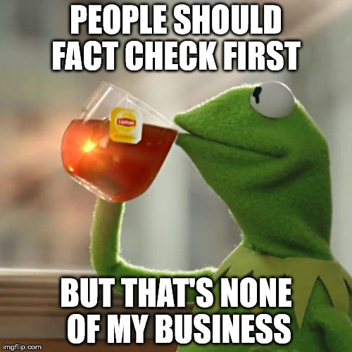 But That's None Of My Business | PEOPLE SHOULD FACT CHECK FIRST; BUT THAT'S NONE OF MY BUSINESS | image tagged in memes,but thats none of my business,kermit the frog | made w/ Imgflip meme maker