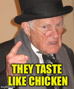 Back In My Day Meme | THEY TASTE LIKE CHICKEN | image tagged in memes,back in my day | made w/ Imgflip meme maker