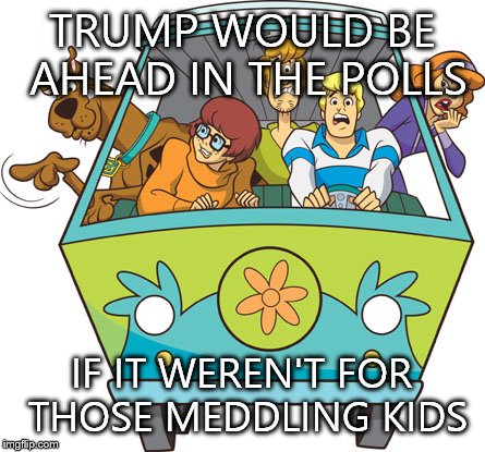 Scooby Doo Meme | TRUMP WOULD BE AHEAD IN THE POLLS; IF IT WEREN'T FOR THOSE MEDDLING KIDS | image tagged in memes,scooby doo | made w/ Imgflip meme maker