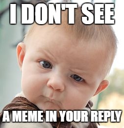 Skeptical Baby Meme | I DON'T SEE A MEME IN YOUR REPLY | image tagged in memes,skeptical baby | made w/ Imgflip meme maker