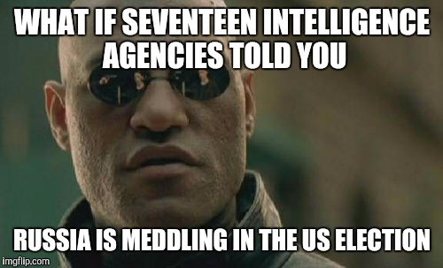 Matrix Morpheus Meme | WHAT IF SEVENTEEN INTELLIGENCE AGENCIES TOLD YOU RUSSIA IS MEDDLING IN THE US ELECTION | image tagged in memes,matrix morpheus | made w/ Imgflip meme maker