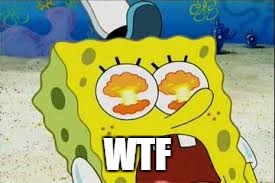 eye explode spongbob | WTF | image tagged in eye explode spongbob | made w/ Imgflip meme maker