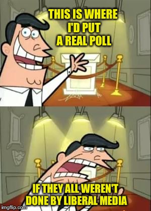Polls are used for voter suppression... Making you think the election is already won | THIS IS WHERE I'D PUT A REAL POLL; IF THEY ALL WEREN'T DONE BY LIBERAL MEDIA | image tagged in memes,this is where i'd put my trophy if i had one | made w/ Imgflip meme maker