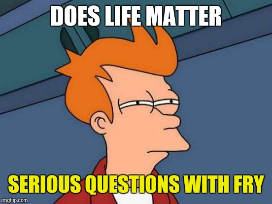 Futurama Fry Meme | DOES LIFE MATTER; SERIOUS QUESTIONS WITH FRY | image tagged in memes,futurama fry | made w/ Imgflip meme maker