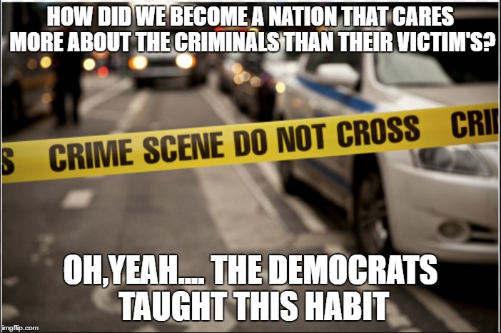 the victims have rights | HOW DID WE BECOME A NATION THAT CARES MORE ABOUT THE CRIMINALS THAN THEIR VICTIM'S? OH,YEAH.... THE DEMOCRATS TAUGHT THIS HABIT | image tagged in neverhillary | made w/ Imgflip meme maker
