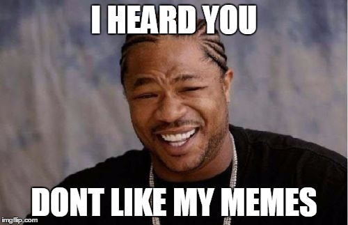 Yo Dawg Heard You Meme | I HEARD YOU; DONT LIKE MY MEMES | image tagged in memes,yo dawg heard you | made w/ Imgflip meme maker