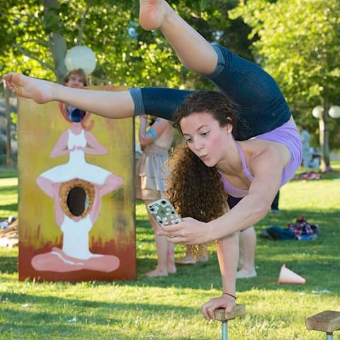 Selfie yoga contortion Blank Meme Template