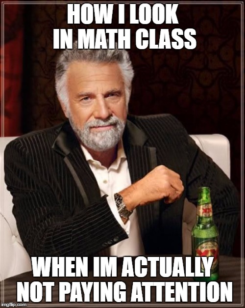 The Most Interesting Man In The World Meme | HOW I LOOK IN MATH CLASS; WHEN IM ACTUALLY NOT PAYING ATTENTION | image tagged in memes,the most interesting man in the world | made w/ Imgflip meme maker