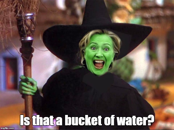 Hillary witch | Is that a bucket of water? | image tagged in hillary witch | made w/ Imgflip meme maker