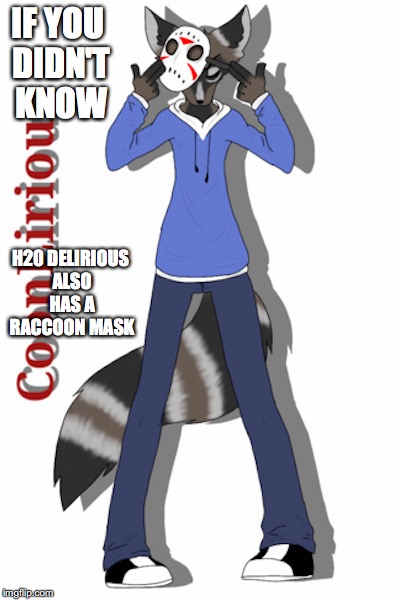 H20 Delirious the Raccoon | IF YOU DIDN'T KNOW; H20 DELIRIOUS ALSO HAS A RACCOON MASK | image tagged in raccoon,h20 delirious,youtuber,memes | made w/ Imgflip meme maker