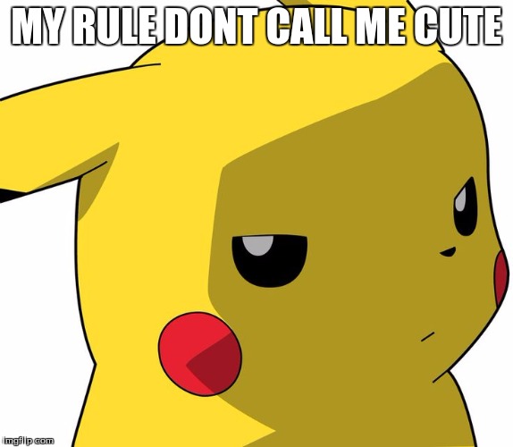 pika | MY RULE DONT CALL ME CUTE | image tagged in pika | made w/ Imgflip meme maker