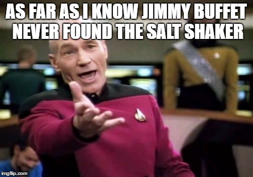 Picard Wtf Meme | AS FAR AS I KNOW JIMMY BUFFET NEVER FOUND THE SALT SHAKER | image tagged in memes,picard wtf | made w/ Imgflip meme maker