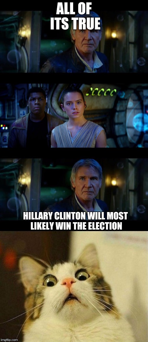 ALL OF ITS TRUE; HILLARY CLINTON WILL MOST LIKELY WIN THE ELECTION | image tagged in memes | made w/ Imgflip meme maker