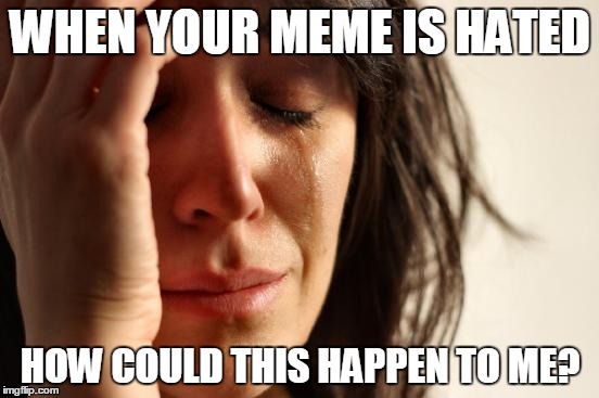 First World Problems Meme | WHEN YOUR MEME IS HATED; HOW COULD THIS HAPPEN TO ME? | image tagged in memes,first world problems | made w/ Imgflip meme maker