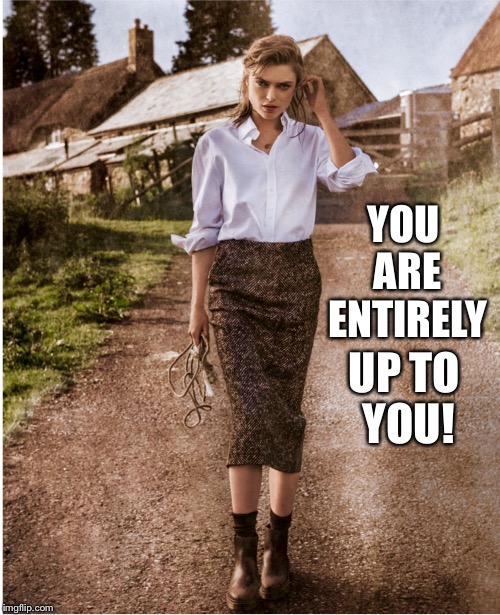 YOU ARE ENTIRELY; UP TO YOU! | made w/ Imgflip meme maker