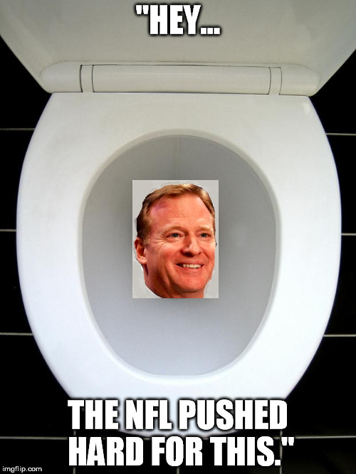 TOILET | "HEY... THE NFL PUSHED HARD FOR THIS." | image tagged in toilet | made w/ Imgflip meme maker