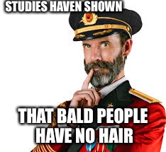 Bald people | STUDIES HAVEN SHOWN; THAT BALD PEOPLE HAVE NO HAIR | image tagged in hmm captain obvious,captain obvious,no shit,dank,memes | made w/ Imgflip meme maker