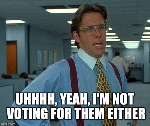 That Would Be Great Meme | UHHHH, YEAH, I'M NOT VOTING FOR THEM EITHER | image tagged in memes,that would be great | made w/ Imgflip meme maker