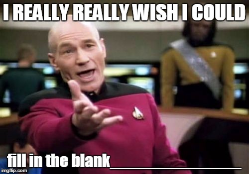FILL IN THE BLANK ~ what do you really wish you could do if money, superpowers, or anything else was available to you | I REALLY REALLY WISH I COULD; fill in the blank______________ | image tagged in memes,picard wtf,have fun with this meme,dreams,superpowers,save the world | made w/ Imgflip meme maker