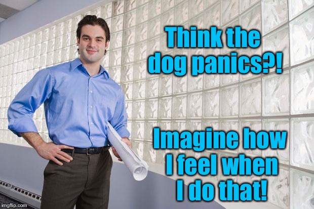 Think the dog panics?! Imagine how I feel when I do that! | made w/ Imgflip meme maker