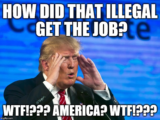 HOW DID THAT ILLEGAL GET THE JOB? WTF!??? AMERICA? WTF!??? | made w/ Imgflip meme maker