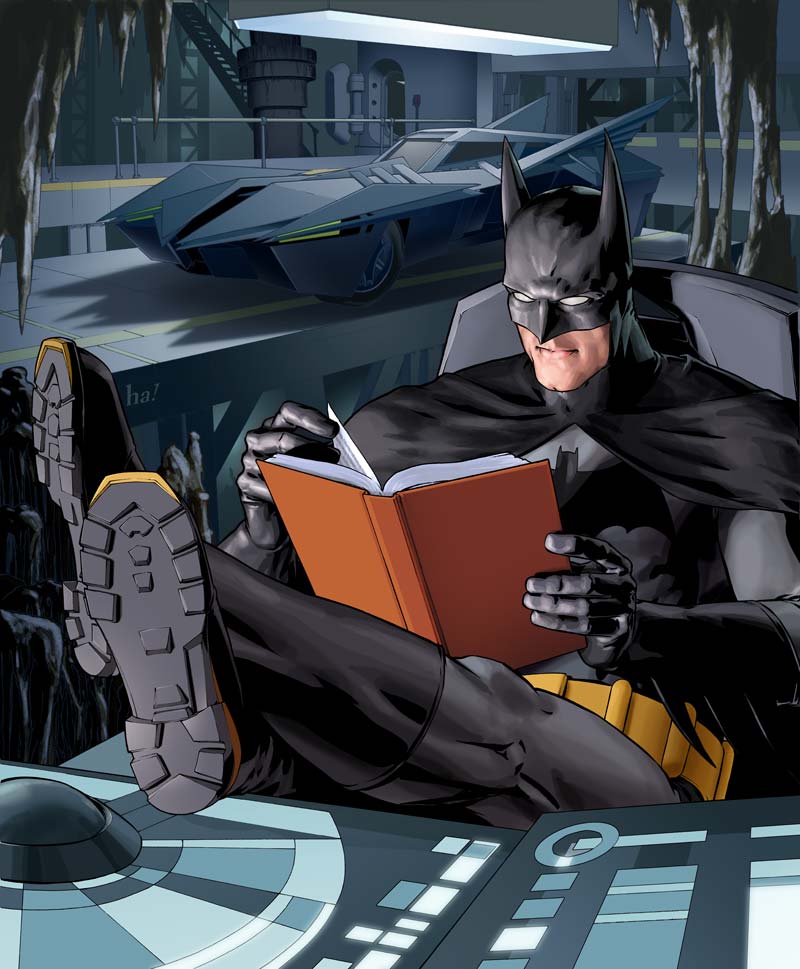 High Quality Batman Reading  Blank Meme Template