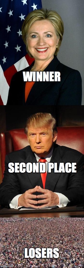 Only The American People Lose in 2016 | WINNER; SECOND PLACE; LOSERS | image tagged in trump,clinton,election,loser | made w/ Imgflip meme maker