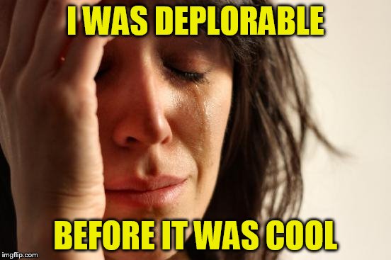 First World Problems Meme | I WAS DEPLORABLE BEFORE IT WAS COOL | image tagged in memes,first world problems | made w/ Imgflip meme maker