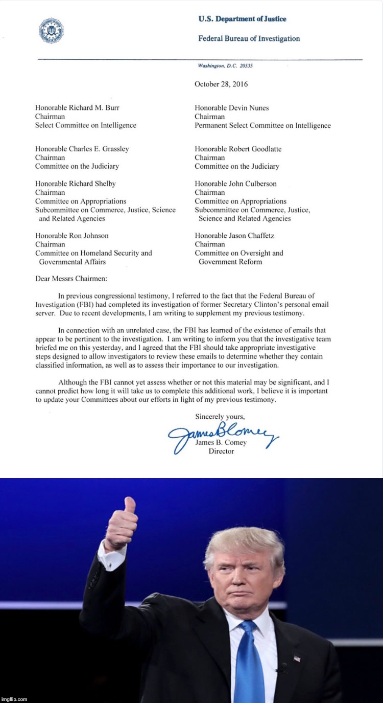 The October surprise that nobody was expecting! | image tagged in fbi,hillary,email scandal,trump,doj | made w/ Imgflip meme maker