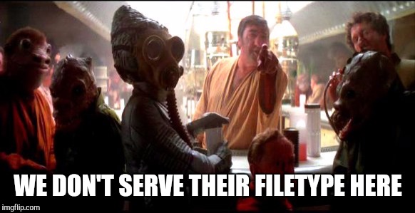 Websites Be Like | WE DON'T SERVE THEIR FILETYPE HERE | image tagged in star wars,meme,funny memes,funny,th3_h4ck3r,internet jokes | made w/ Imgflip meme maker