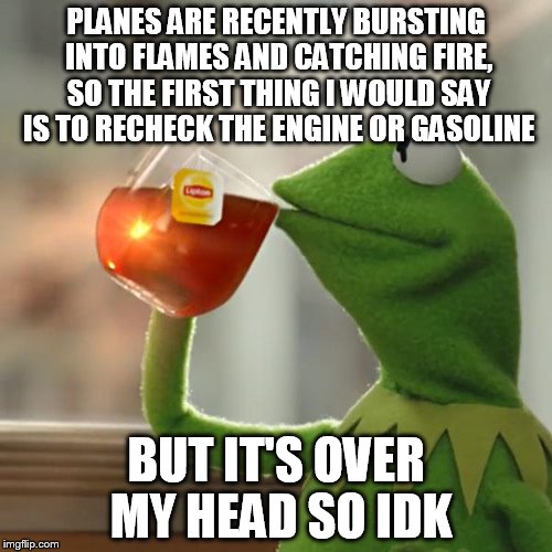 I guess you could say it had a "terminal illness" | PLANES ARE RECENTLY BURSTING INTO FLAMES AND CATCHING FIRE, SO THE FIRST THING I WOULD SAY IS TO RECHECK THE ENGINE OR GASOLINE; BUT IT'S OVER MY HEAD SO IDK | image tagged in bad puns | made w/ Imgflip meme maker