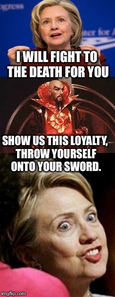 I WILL FIGHT TO THE DEATH FOR YOU; SHOW US THIS LOYALTY, THROW YOURSELF ONTO YOUR SWORD. | image tagged in memes | made w/ Imgflip meme maker