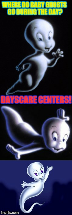 A Mini Dash Halloween Meme | WHERE DO BABY GHOSTS GO DURING THE DAY? DAYSCARE CENTERS! | image tagged in funny memes,halloween,jokes,ghost,laughs,daycare | made w/ Imgflip meme maker