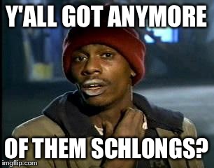 Y'all Got Any More Of That Meme | Y'ALL GOT ANYMORE OF THEM SCHLONGS? | image tagged in memes,yall got any more of | made w/ Imgflip meme maker