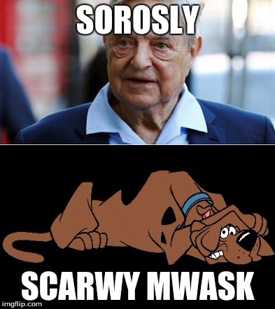 SOROSLY; SCARWY MWASK | image tagged in soros scooby doo | made w/ Imgflip meme maker