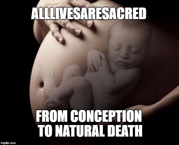 Pregnant Stomach | ALLLIVESARESACRED; FROM CONCEPTION TO NATURAL DEATH | image tagged in pregnant stomach | made w/ Imgflip meme maker