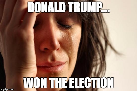 First World Problems Meme | DONALD TRUMP.... WON THE ELECTION | image tagged in memes,first world problems | made w/ Imgflip meme maker