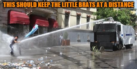 THIS SHOULD KEEP THE LITTLE BRATS AT A DISTANCE | made w/ Imgflip meme maker