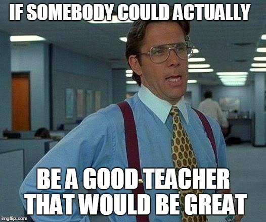 That Would Be Great Meme | IF SOMEBODY COULD ACTUALLY BE A GOOD TEACHER THAT WOULD BE GREAT | image tagged in memes,that would be great | made w/ Imgflip meme maker