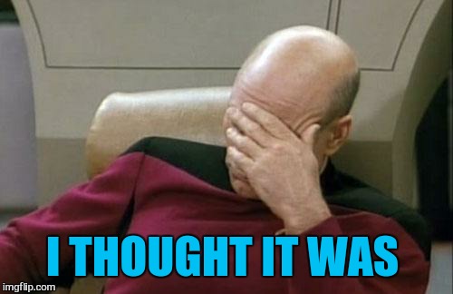 Captain Picard Facepalm Meme | I THOUGHT IT WAS | image tagged in memes,captain picard facepalm | made w/ Imgflip meme maker