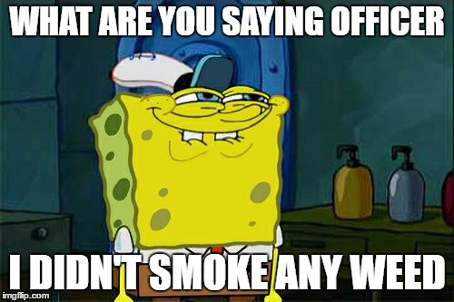spongebob on meth  | WHAT ARE YOU SAYING OFFICER; I DIDN'T SMOKE ANY WEED | image tagged in memes,dont you squidward | made w/ Imgflip meme maker