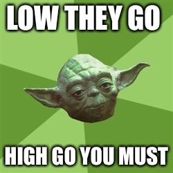 Advice Yoda Meme | LOW THEY GO; HIGH GO YOU MUST | image tagged in memes,advice yoda | made w/ Imgflip meme maker