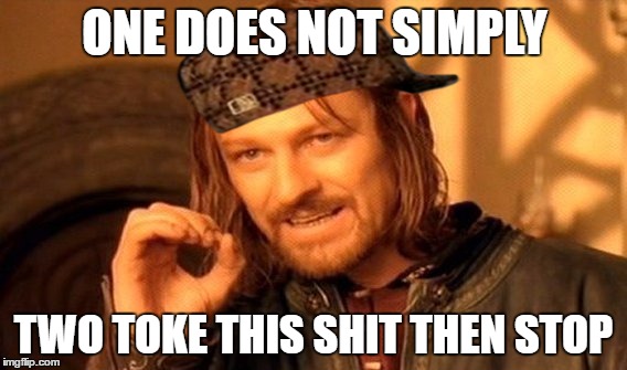 One Does Not Simply | ONE DOES NOT SIMPLY; TWO TOKE THIS SHIT THEN STOP | image tagged in memes,one does not simply,scumbag | made w/ Imgflip meme maker