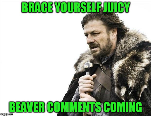 Brace Yourselves X is Coming Meme | BRACE YOURSELF JUICY BEAVER COMMENTS COMING | image tagged in memes,brace yourselves x is coming | made w/ Imgflip meme maker