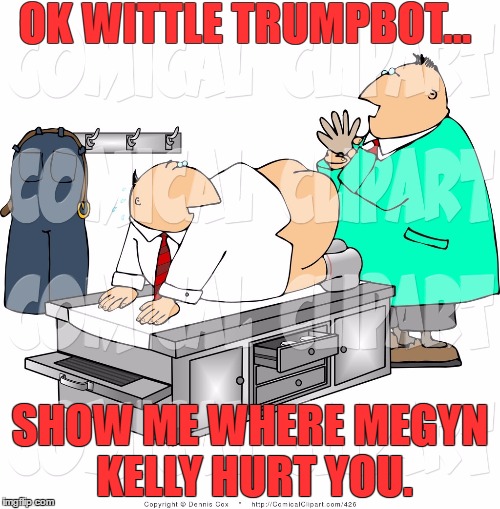 OK WITTLE TRUMPBOT... SHOW ME WHERE MEGYN KELLY HURT YOU. | image tagged in wittle trumpbot | made w/ Imgflip meme maker