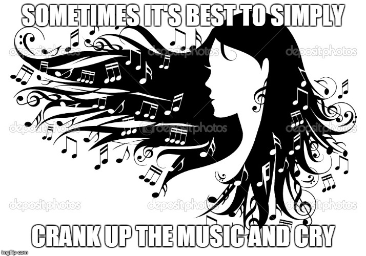 Let it Flow | SOMETIMES IT'S BEST TO SIMPLY; CRANK UP THE MUSIC AND CRY | image tagged in crying face | made w/ Imgflip meme maker