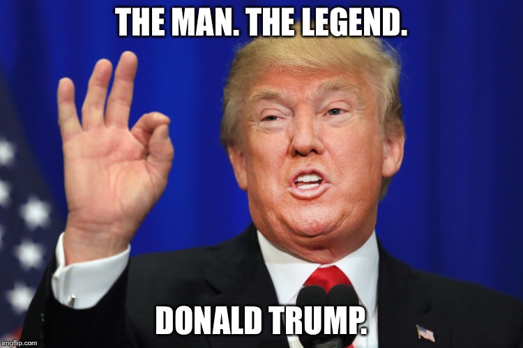 I actually made this before the election but was out of submissions | THE MAN. THE LEGEND. DONALD TRUMP. | image tagged in memes,donald trump | made w/ Imgflip meme maker